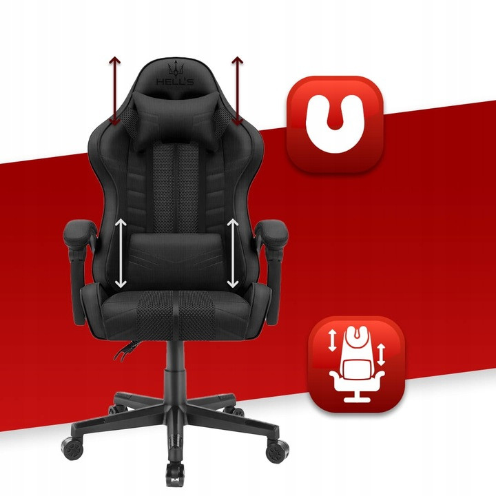 Игровое кресло Hell's Chair HC-1004 чёрное - фото 7 - id-p1938176485