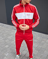 Спортивный костюм мужской Adidas Адидас весна-осень с лампасами (кофта+ штаны) красный Турция. Живое фото