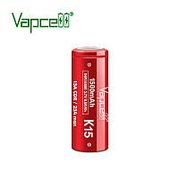 Аккумулятор 18500 литий-ионный (Li-Ion) Vapcell K15, 1500mAh, 15A, 4.2/3.6/2.5V, Red