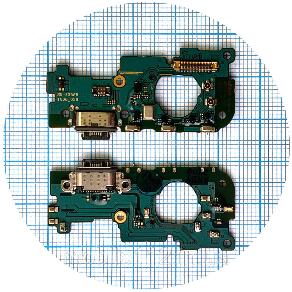 Шлейф Samsung Galaxy A33 5G A336B з роз'ємами зарядки та навушників, з мікрофоном - нижня плата (оригінал Китай), фото 1