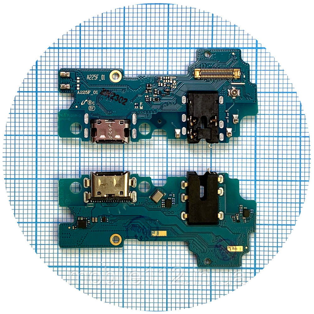 Шлейф Samsung Galaxy A22 4G A225F з роз'ємами зарядки та навушників, мікрофоном Оригінал - нижня плата, фото 1