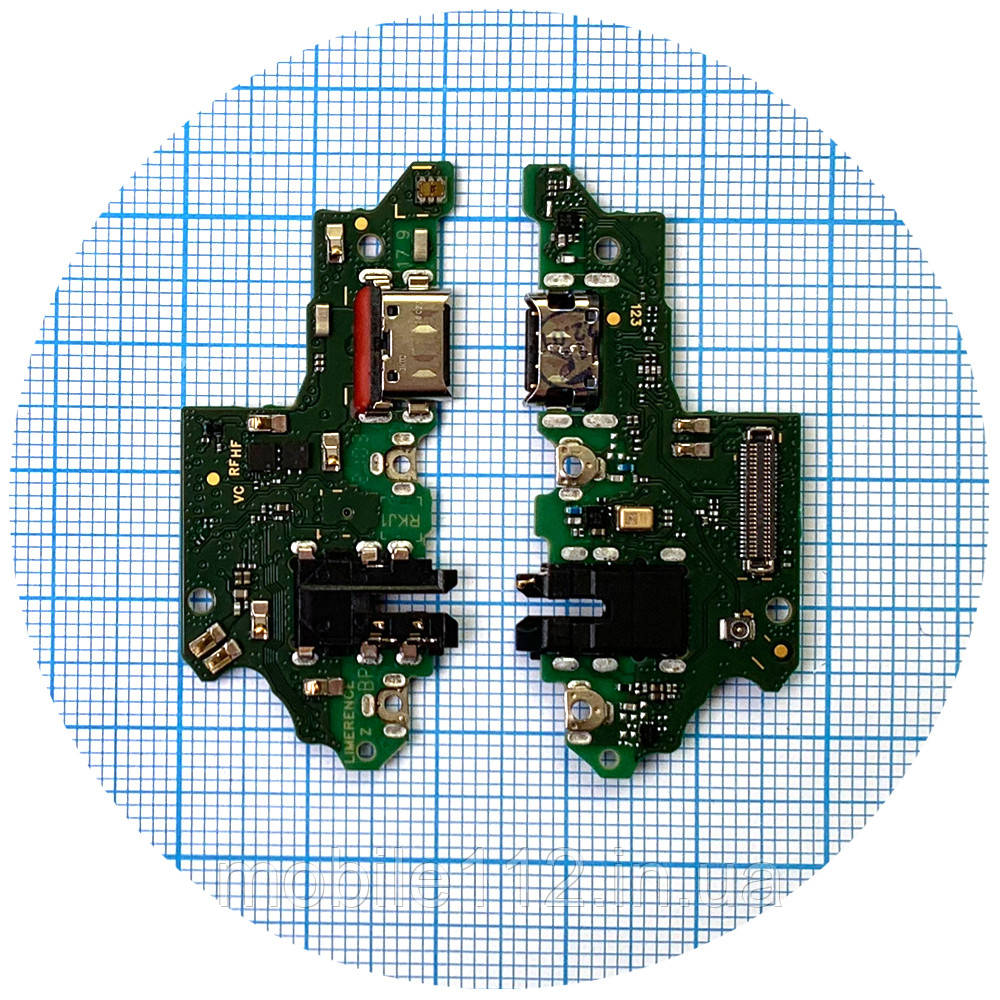 Шлейф Huawei P Smart Pro STK-L21 з роз'ємом зарядки та мікрофоном Оригінал Китай - нижня плата, фото 1