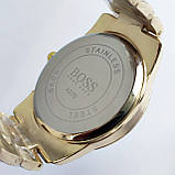 Золотистий кварцовий чоловічий наручний годинник, антивідблискове (голубе) покриття скла - код 2212t, фото 5