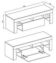 Тумба під телевізор Моніка 500х1400х350мм німфея альба лак + чорний глянець Світ меблів, фото 2