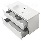 Тумба ЮВВІС для ванної кімнати 100 см біла підвісна ЕЛЬБА з умивальником БОЛЕРО, фото 2
