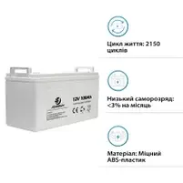 Акумуляторна батарея GEL PowMr 100Ah 12V Deep Cycle GEL, фото 4