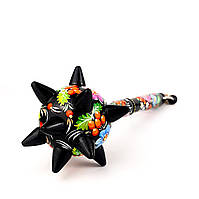 Булава дерев'яна Петриківський розпис ручної роботи ПОЛЬОВІ КВІТИ Український сувенір козацька булава 32см