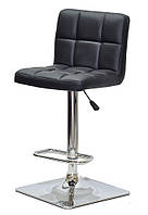 Барный стул Arno 4Bar CH - Base черный кожзам на хромированной квадратной базе опоре с подножкой