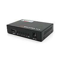 Активный HDMI сплитер 1=>4 порта, 3D, 1080Р, 4K, 1,4 версия, DC5V/2A Q50, Box