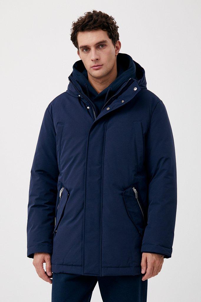 Подовжений чоловічий пуховик Finn Flare FAB21080F-101 синій 2XL, фото 1