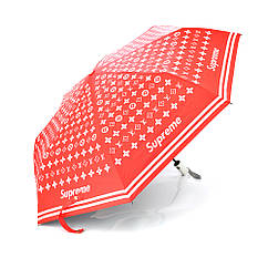 Парасоля жіноча Supreme автоматична, D-120см, захист від сонця, UV (99%), захист від дощу, каркас - Al+Fe, White-red