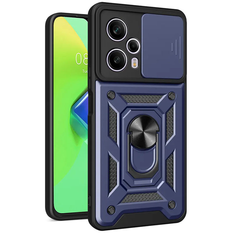 Протиударний чохол Camshield Serge Ring для Xiaomi Poco F5 / Note 12 Turbo | Броньований з кільцем-підставкою Синій, фото 1