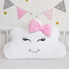 Дитяча декоративна подушка хмаринка з велюру. Бортик хмарка в ліжечко