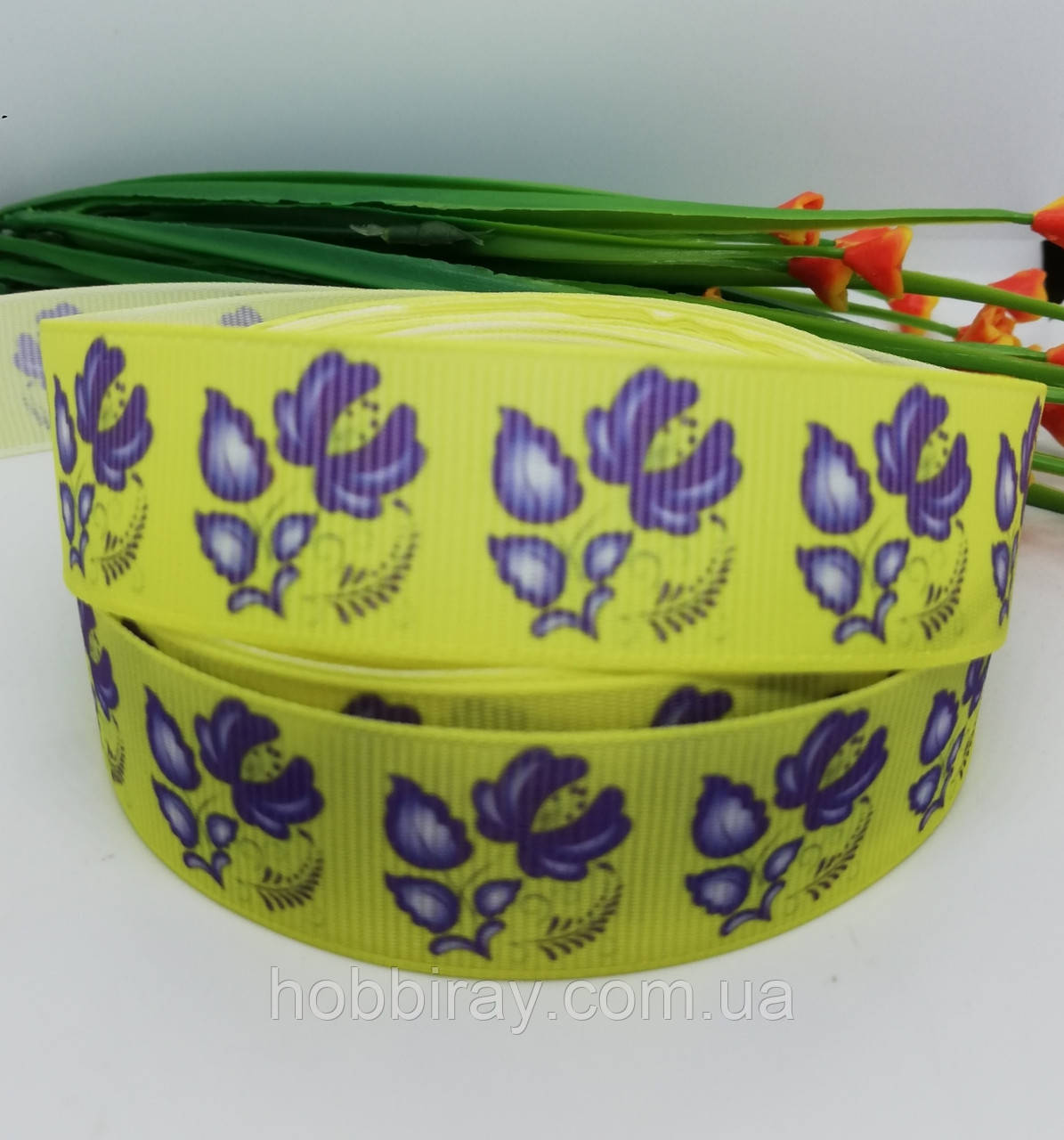 Репсова стрічка з малюнком. 2,5 см. 1 м.