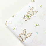 Бязь "Плюшеві зайчики" у зелених комбінезонах на білому тлі № Е-3144, фото 7