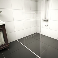 Лоток для душу під плитку горизонтальний 70 см GALA TILE INSERT з подвійним затвором, поворотний сифон, грати під плитку Sanpreis, фото 8