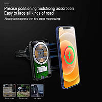 Магнітна бездротова зарядка-тримач в автомобіль Magsafe для iPhone айфона 15W