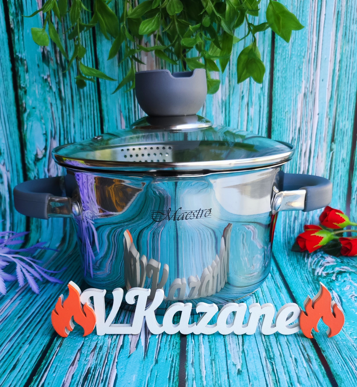 Каструля 5.6 л із неіржавкої сталі Maestro MR-3507-24 Індукційна каструля з неіржавкої сталі з товстим дном, фото 1