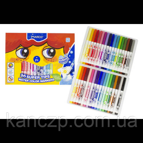Фломастери 36 кольорів Super Washable Marco 1630-36CB