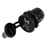 Автомобільний адаптер у прикурювач 2USB 5В Black S