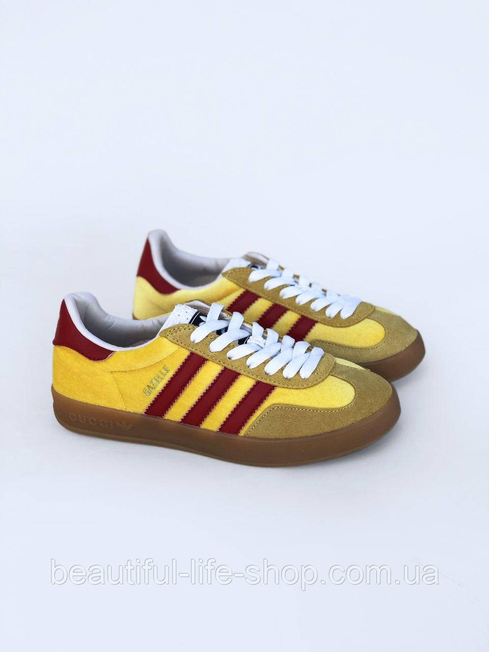 Кроссовки из натуральной замши Adidas Gazelle Кроссовки унисекс Адидас Газель желтые - фото 1 - id-p1938272042