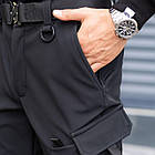 Чоловіча куртка з Soft Shell чорна з капюшоном до -0 °C демісезонна Вітровка на флісі, фото 8