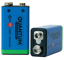 Акумулятор Li-ion Quantum USB CR9V, 600mAh plastic case, 1шт./упак.
