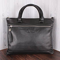 Чорна жіноча зручна ділова сумка-портфель із натуральної шкіри Leather Collection L87214-1, фото 4
