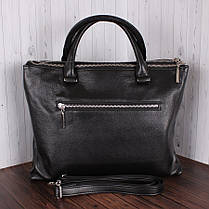 Чорна жіноча зручна ділова сумка-портфель із натуральної шкіри Leather Collection L87214-1, фото 5