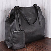 Черная женская удобная и вместительная сумка шоппер из натуральной кожи Leather Collection L87511-1