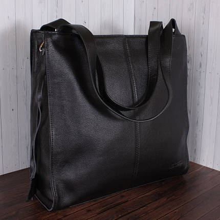 Чорна жіноча зручна та містка сумка-шопер із натуральної шкіри Leather Collection L87661-1, фото 1