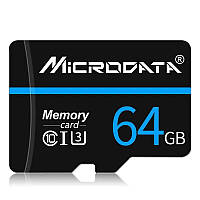 Высокоскоростная карта памяти Microdata SD 64 GB Class 10 с адаптером