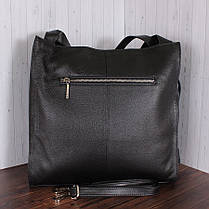 Чорна жіноча зручна та містка сумка-шопер із натуральної шкіри Leather Collection L87661-1, фото 5