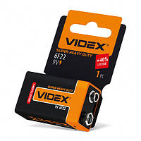 Батарейка солевая Videx 6F22/9V (Крона) 1шт SHRINK CARD