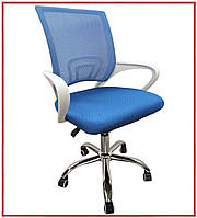 Кресло офисное Bonro 619 DQ бело-синее стильное качественное поворотное до 120 кг для детей и взрослых