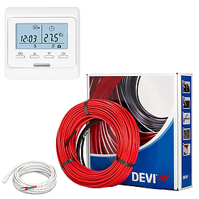 Тепла підлога DEVIflex 18T (7,1 м2). Кабель DTIP-18 (1005Вт-54м) з терморегулятором Е51