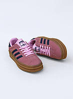 Кроссовки замшевые Adidas Gazelle Pink Кеды низкие адидас газели на высокой подошве розовый цвет
