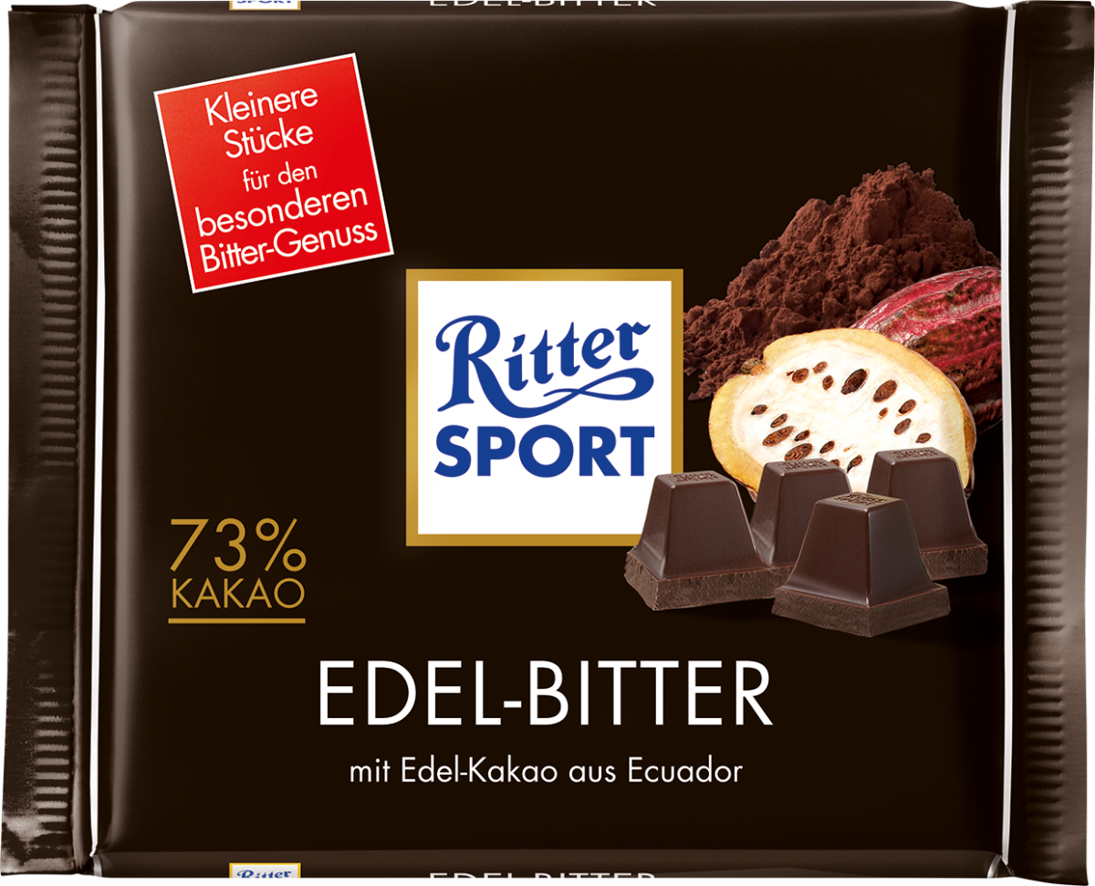 Чорний шоколад Ritter Sport Edel-Bitter 73% cacao, 100 г