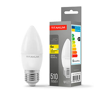 LED лампа Titanum C37 6W E27 3000K TLС3706273 25679