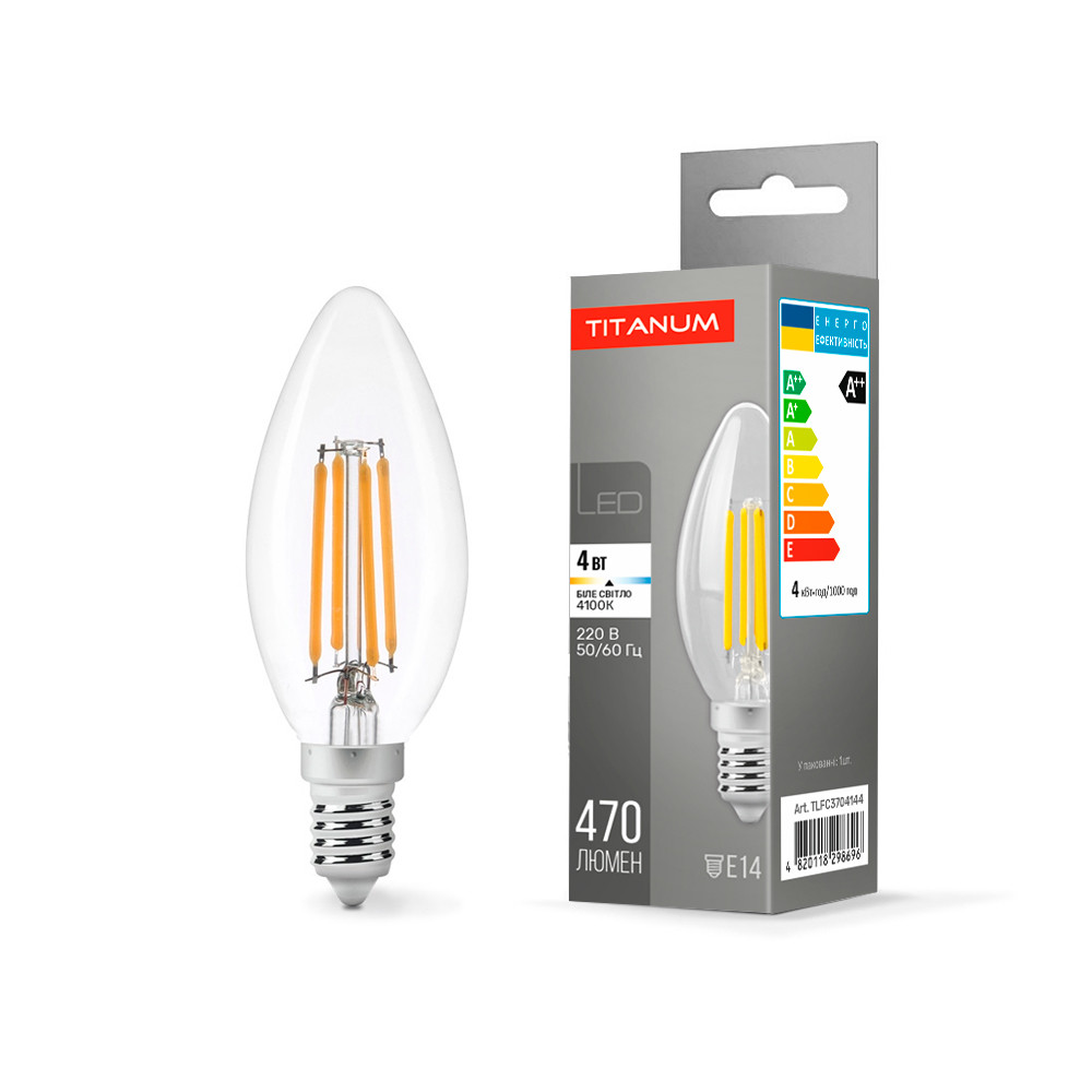 LED лампа Titanum Filament C37 4W E14 4100K TLFC3704144 25523