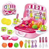 Дитячий ігровий набір Кухня кухаря у валізці на колесах Happy Chef Рожева для дівчаток, фото 6