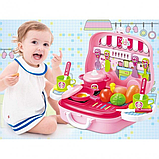 Дитячий ігровий набір Кухня кухаря у валізці на колесах Happy Chef Рожева для дівчаток, фото 7