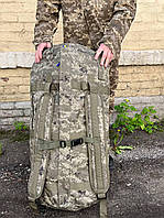 Тактический баул 120 литров. Военный рюкзак-баул зелёный пиксель
