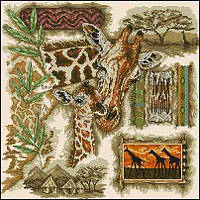 Набір для вишивання хрестиком. Розмір: 32*32 см Жираф. Африканські мотиви