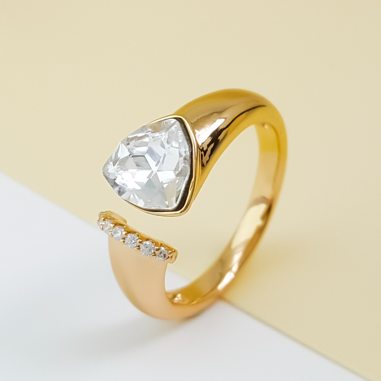 Кільце "Кришталевий Swarovski", р.16,5, медзолото Xuping, позолота, 18К