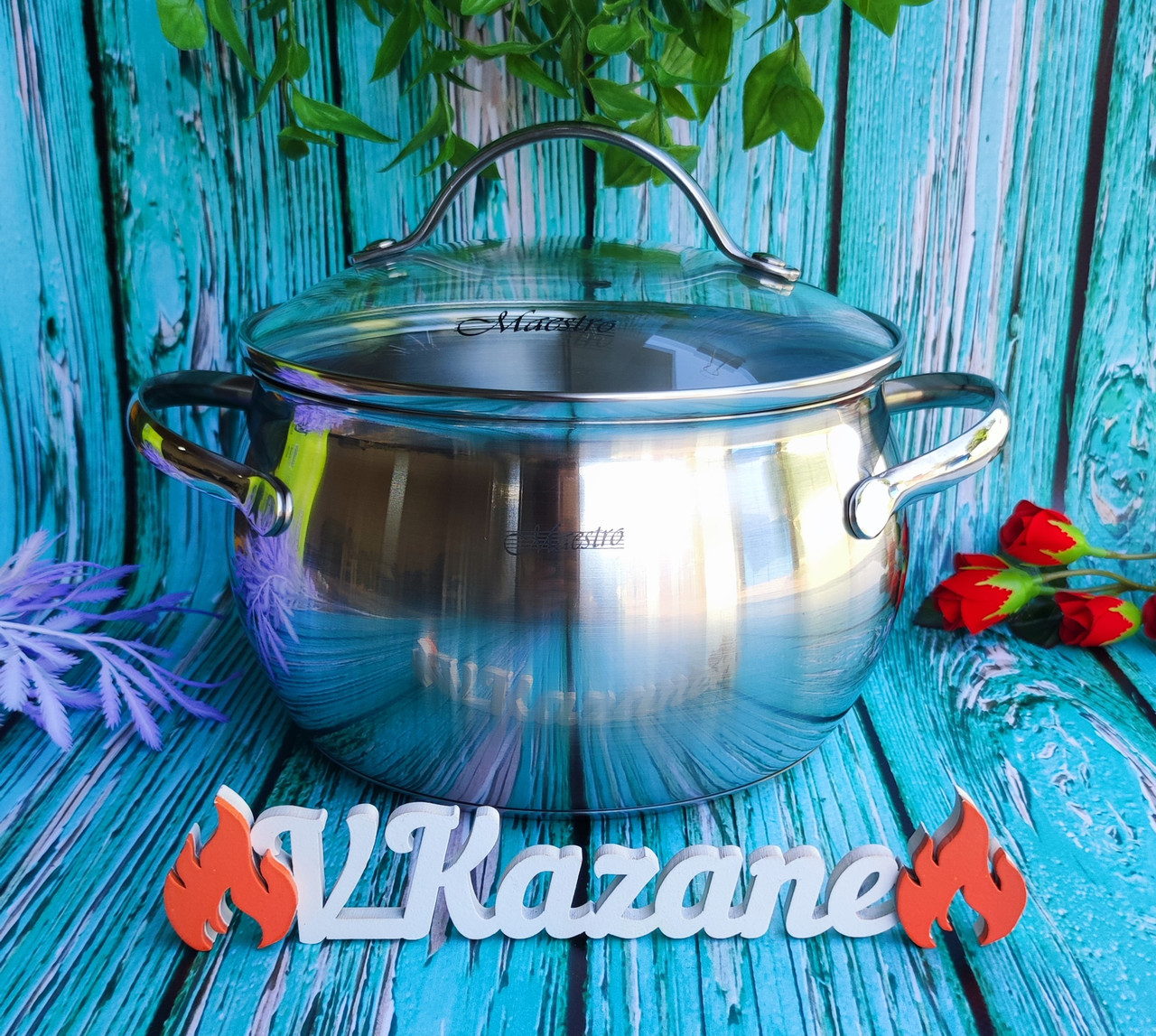 Каструля 3.0 л із неіржавкої сталі Maestro MR-3516-18 Індукційна з неіржавкої сталі термоакумулювальне дно, фото 1