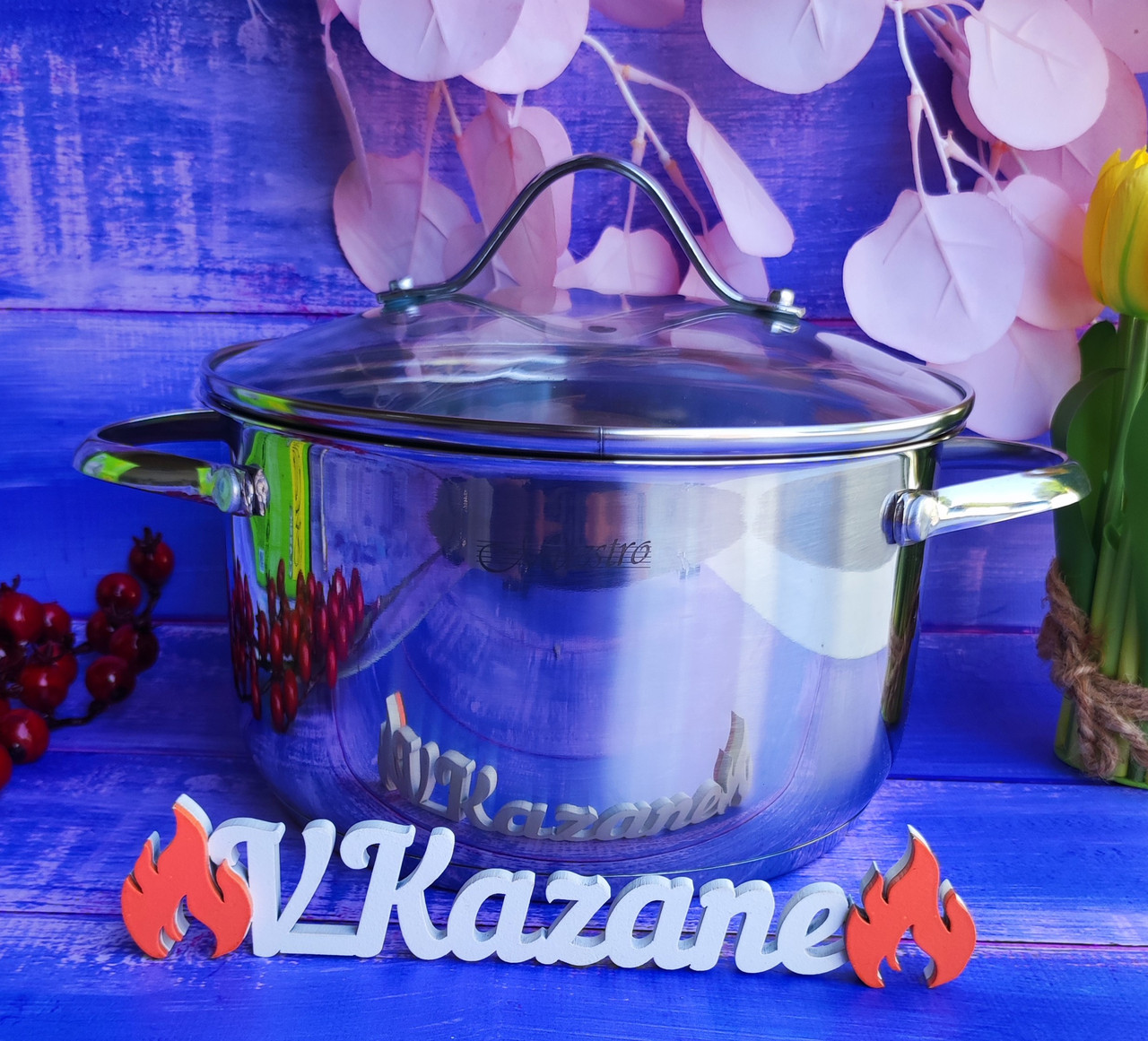 Каструля 3.4 л із неіржавкої сталі Maestro MR-3519-20 Індукційна з неіржавкої сталі термоакумулювальне дно, фото 1