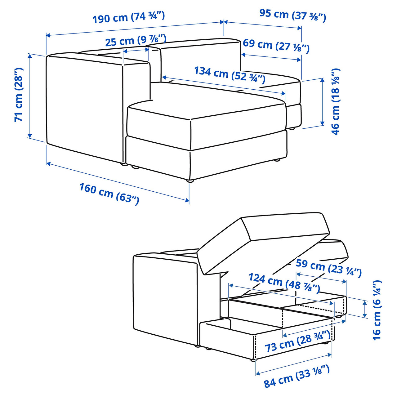 Диванний модуль 2 IKEA JÄTTEBO, 5-місний з шезлонгом, зліва, Самсала сіро-бежевий, 994.713.41 - фото 9 - id-p1938268703