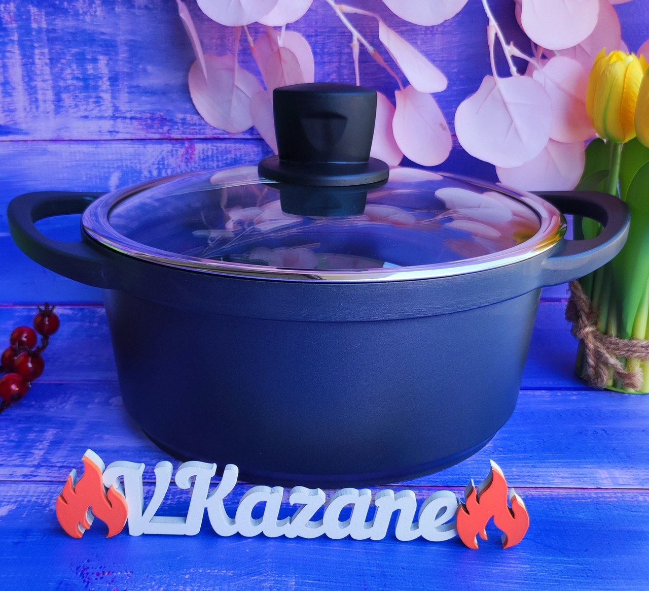 Каструля з антипригарним подвійним покриттям 4.3 л 24 см Maestro MR-4324 Індукційний казан