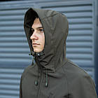 Чоловіча куртка з Soft Shell хакі з капюшоном до -0*С демісезонна Вітровка на флісі, фото 6